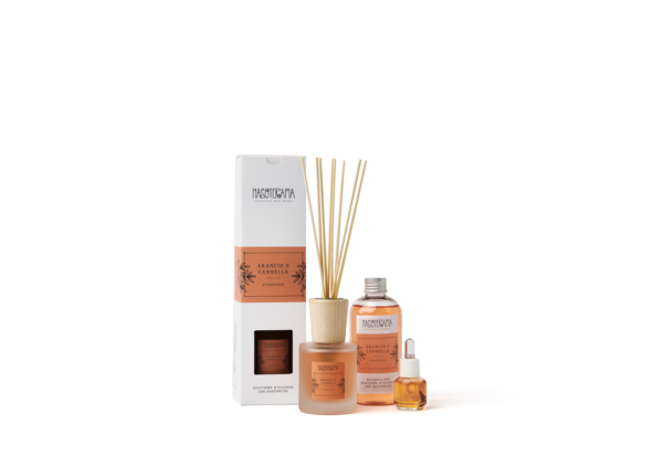 Diffusore d'essenza con bastoncini arancio cannella 100 ml