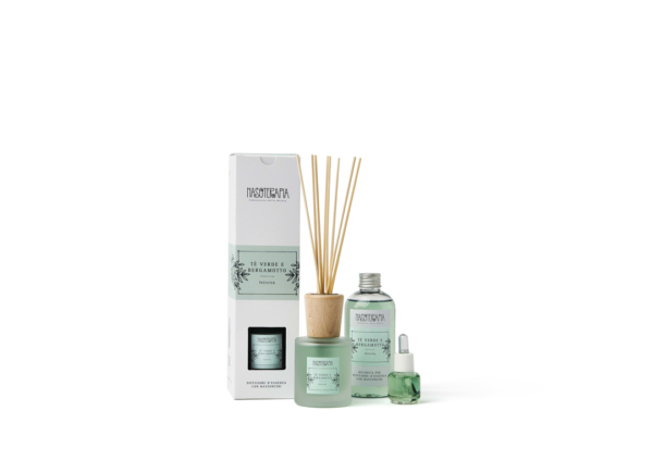 Diffusore d'essenza con bastoncini te verde e bergamotto 100 ml